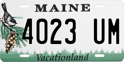 ME license plate 4023UM