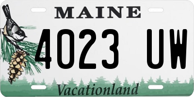 ME license plate 4023UW