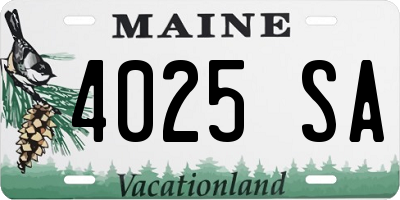 ME license plate 4025SA