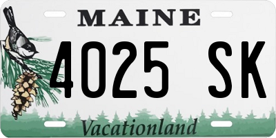 ME license plate 4025SK