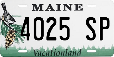 ME license plate 4025SP