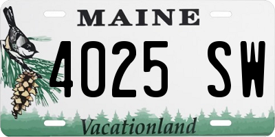 ME license plate 4025SW