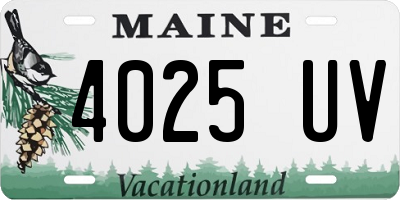 ME license plate 4025UV