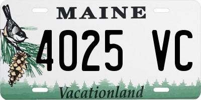 ME license plate 4025VC