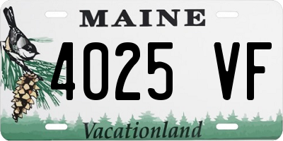 ME license plate 4025VF