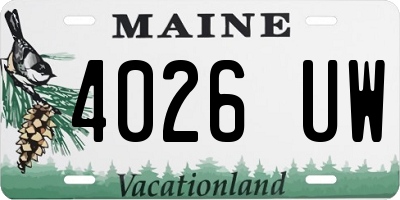 ME license plate 4026UW