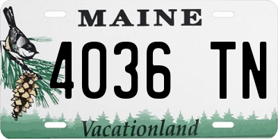 ME license plate 4036TN