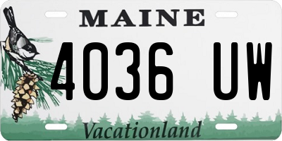 ME license plate 4036UW