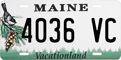 ME license plate 4036VC