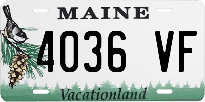 ME license plate 4036VF