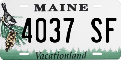 ME license plate 4037SF