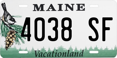 ME license plate 4038SF