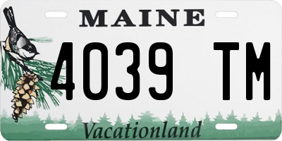 ME license plate 4039TM