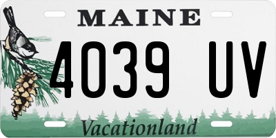 ME license plate 4039UV