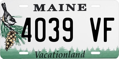 ME license plate 4039VF