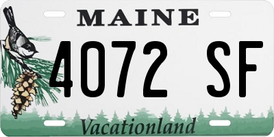 ME license plate 4072SF