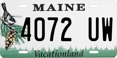 ME license plate 4072UW