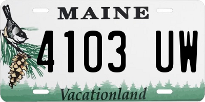 ME license plate 4103UW