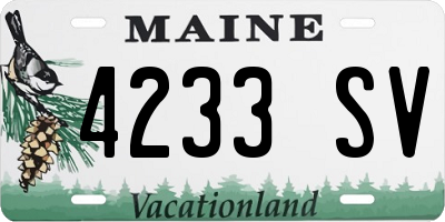 ME license plate 4233SV