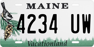 ME license plate 4234UW