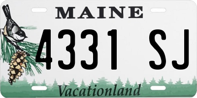ME license plate 4331SJ