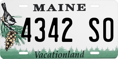 ME license plate 4342SO