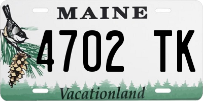 ME license plate 4702TK