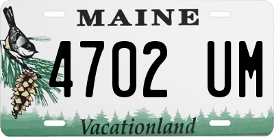 ME license plate 4702UM