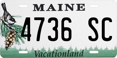 ME license plate 4736SC