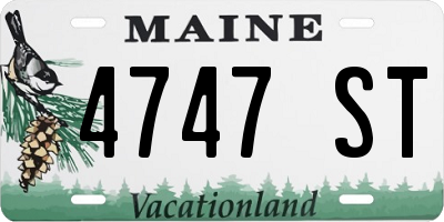 ME license plate 4747ST