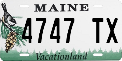 ME license plate 4747TX