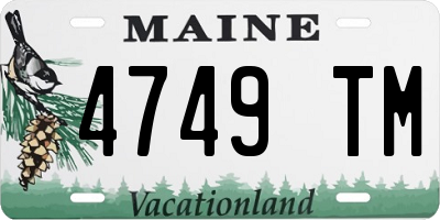 ME license plate 4749TM