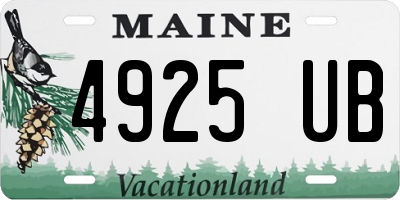 ME license plate 4925UB