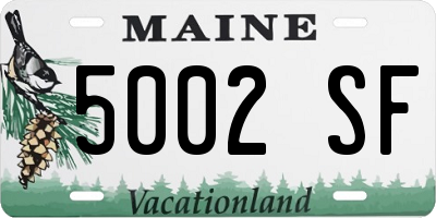 ME license plate 5002SF