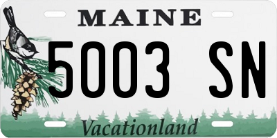 ME license plate 5003SN