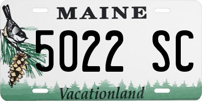 ME license plate 5022SC