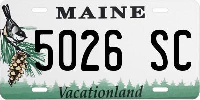 ME license plate 5026SC