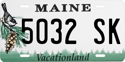 ME license plate 5032SK