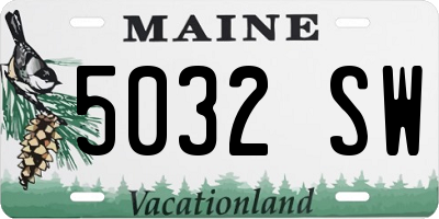 ME license plate 5032SW