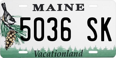 ME license plate 5036SK