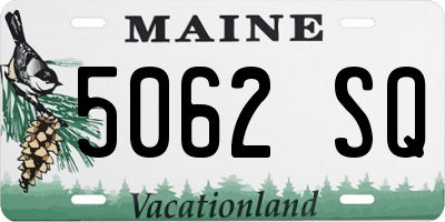 ME license plate 5062SQ