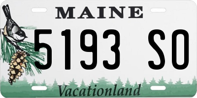 ME license plate 5193SO