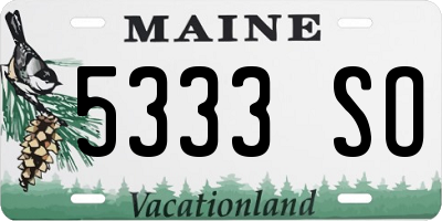 ME license plate 5333SO