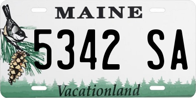 ME license plate 5342SA