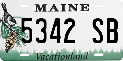 ME license plate 5342SB