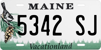 ME license plate 5342SJ