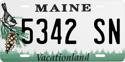 ME license plate 5342SN