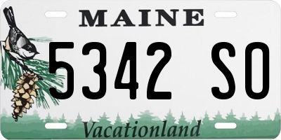 ME license plate 5342SO