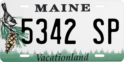 ME license plate 5342SP