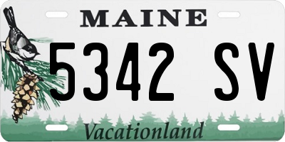 ME license plate 5342SV